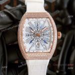 Copy Franck Muller Vanguard v45 Iced Out Rose Gold Watch Automatic